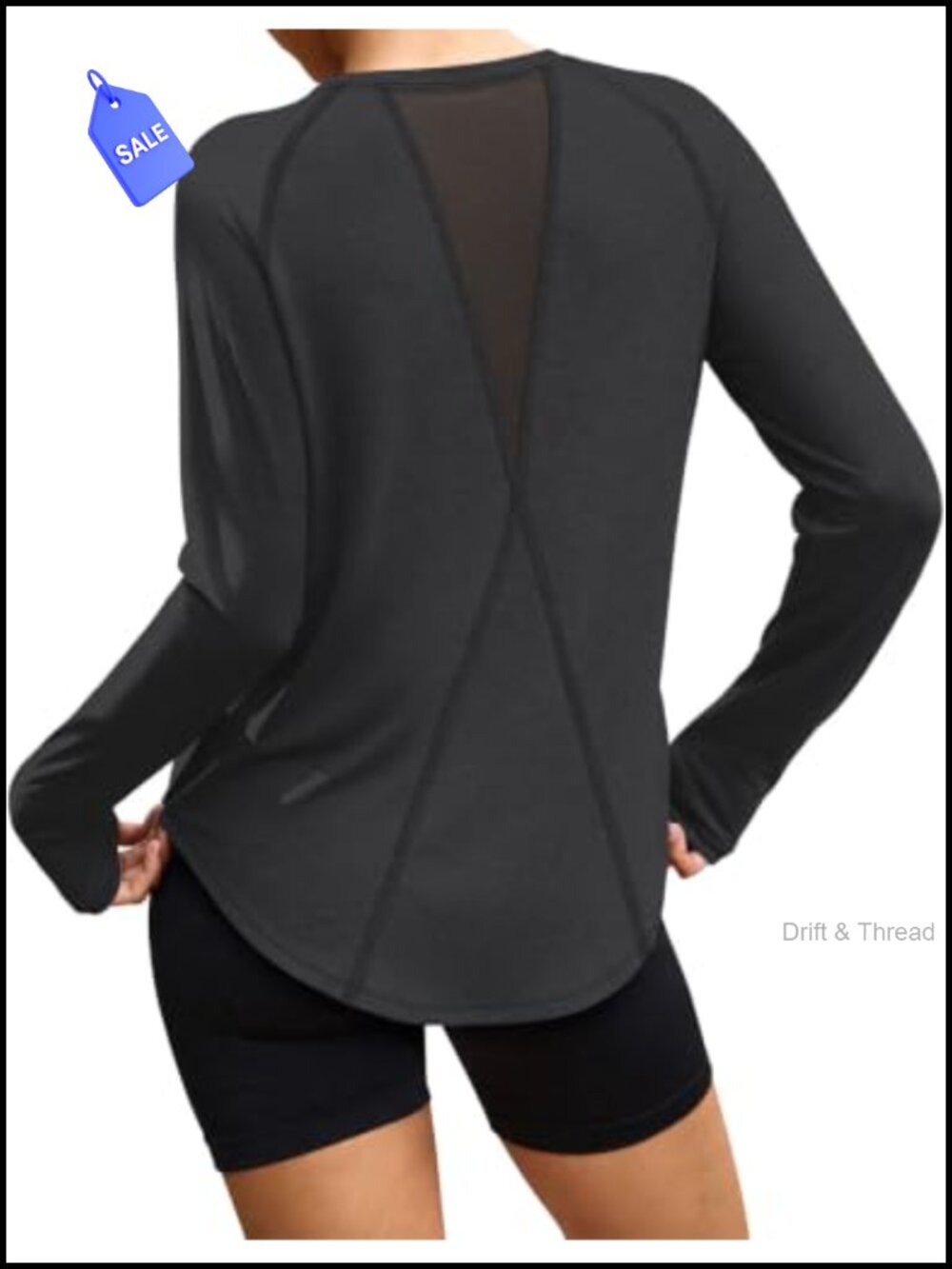 Women's Long Sleeve Workout Top Crew Neck Mesh Back Athletic Shirt